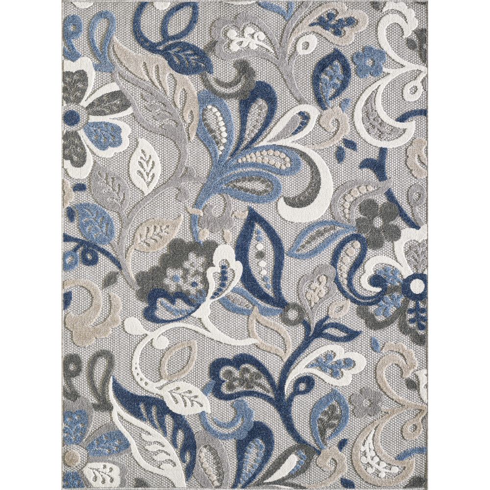 KAS CAA6922 Calla 3 Ft. 3 In. X 4 Ft. 11 In. Rectangle Rug in Grey/Blue